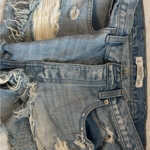 Abercrombie & Fitch Light Blue Distressed Jean Shorts